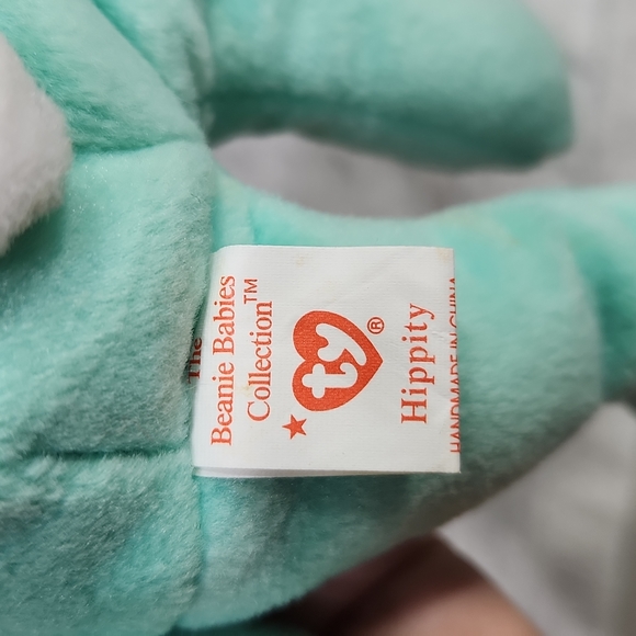 🕸Rare Mint 1996 Ty Hippity Green Bunny Beanie Babies Tag Errors PVC 4119 - Picture 8 of 9